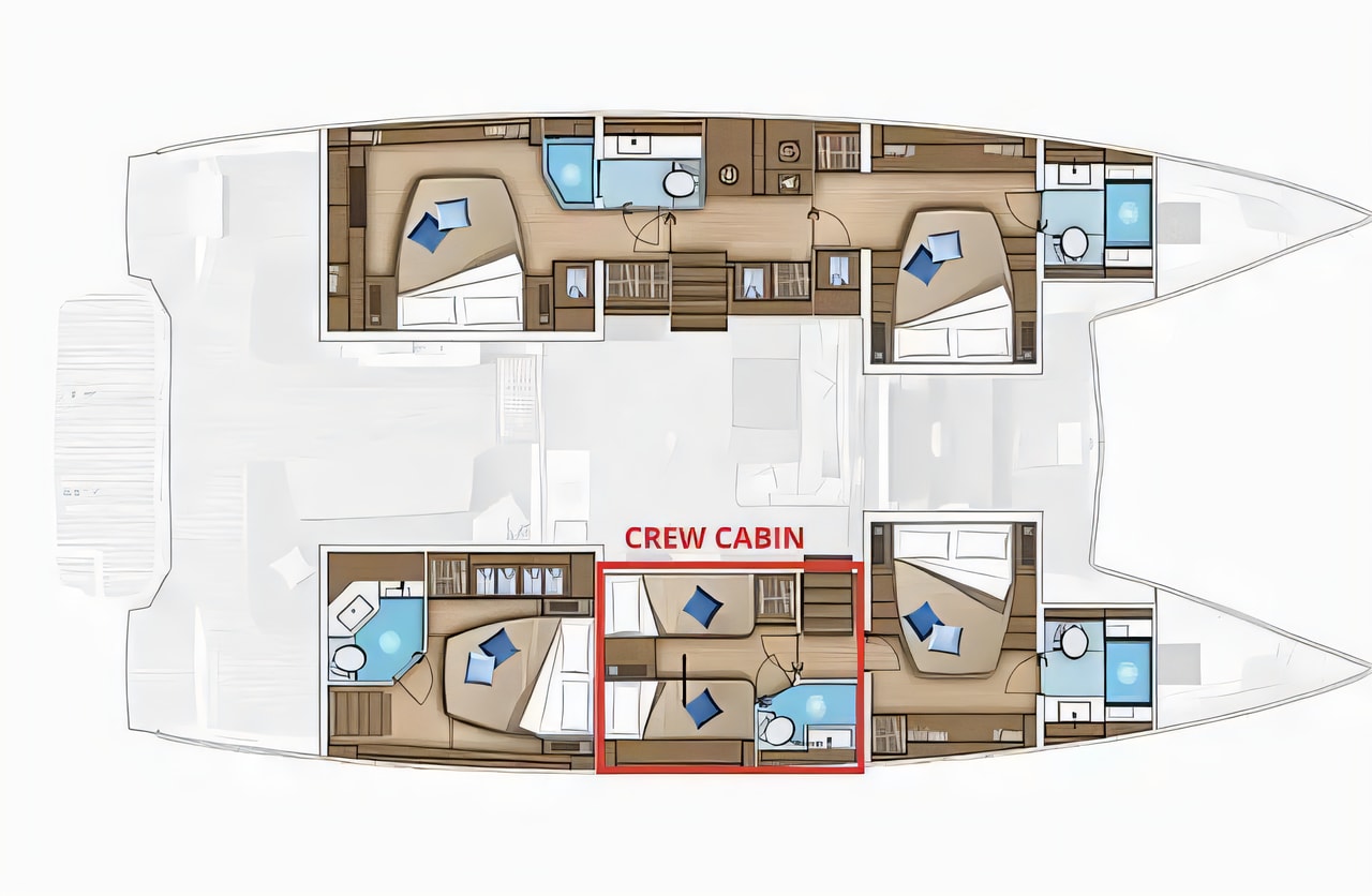 Interior of Lagoon 55 catamaran with 4 cabins Croatia yacht charter