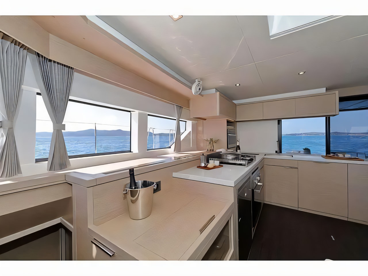 Layout of Lagoon 55 catamaran with 4 cabins Croatia yacht charter