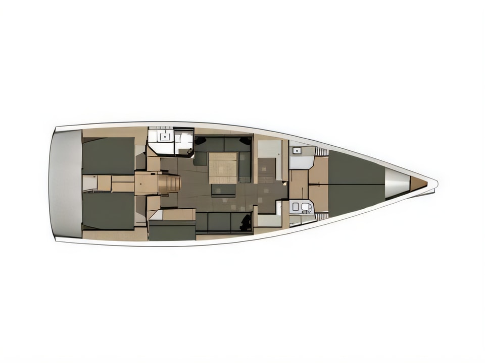 Layout of Dufour 512 Grand Large sail boat with 5 cabins Croatia yacht charter