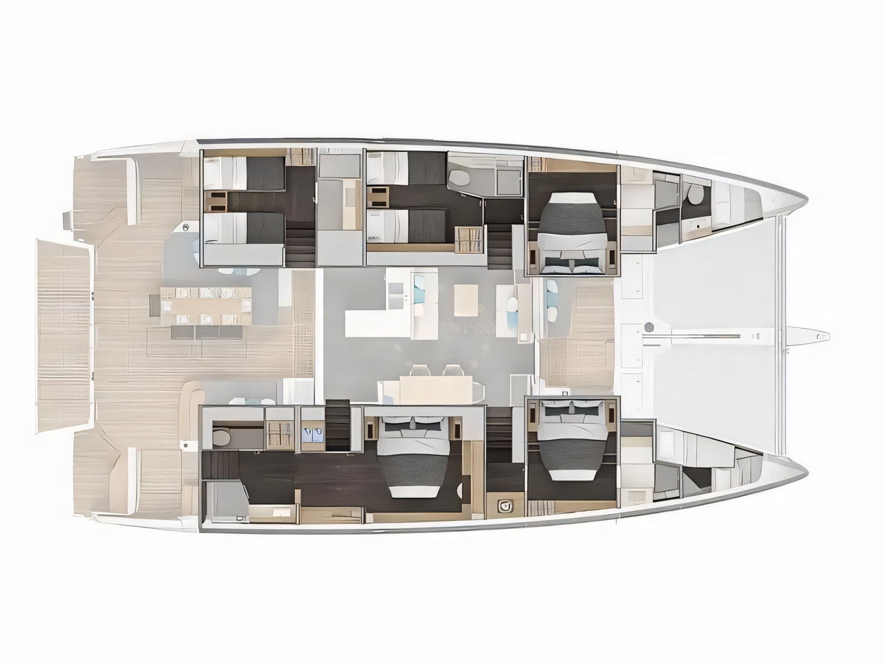 Interior of Lagoon 60 catamaran with 4 cabins Croatia yacht charter