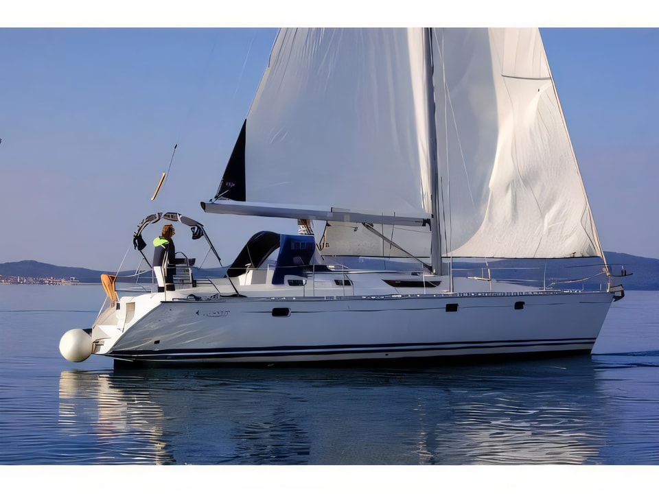 Exterior overview of Sun Odyssey 42.2 sail boat for charter from Vodice ACI Marina in the Sibenik sailing area Croatia