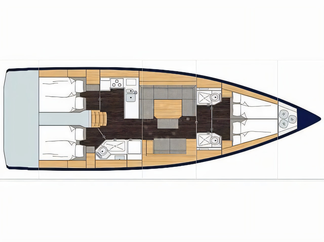 Interior of Bavaria C45 Holiday sail boat with 4 cabins Croatia yacht charter
