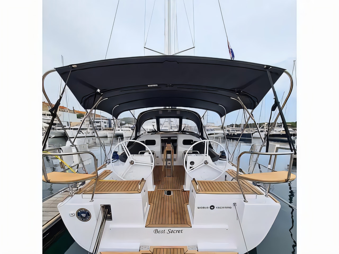 Exterior overview of Elan Impression 40.1 sail boat for charter from Krk Marina Punat in the Istria / Kvarner sailing area Croatia