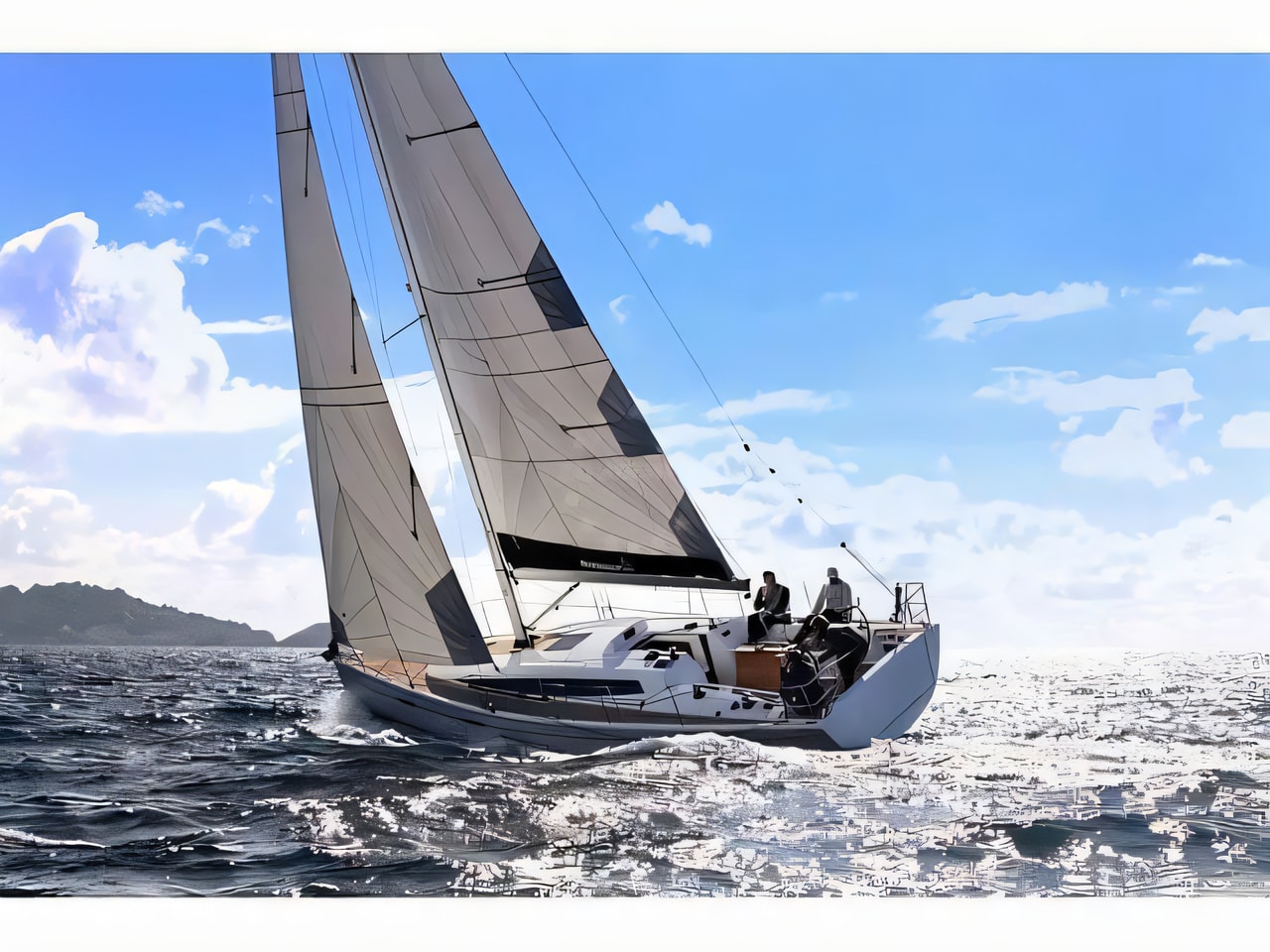 Exterior overview of Dehler 38 sail boat for charter from Krk Marina Punat in the Istria / Kvarner sailing area Croatia