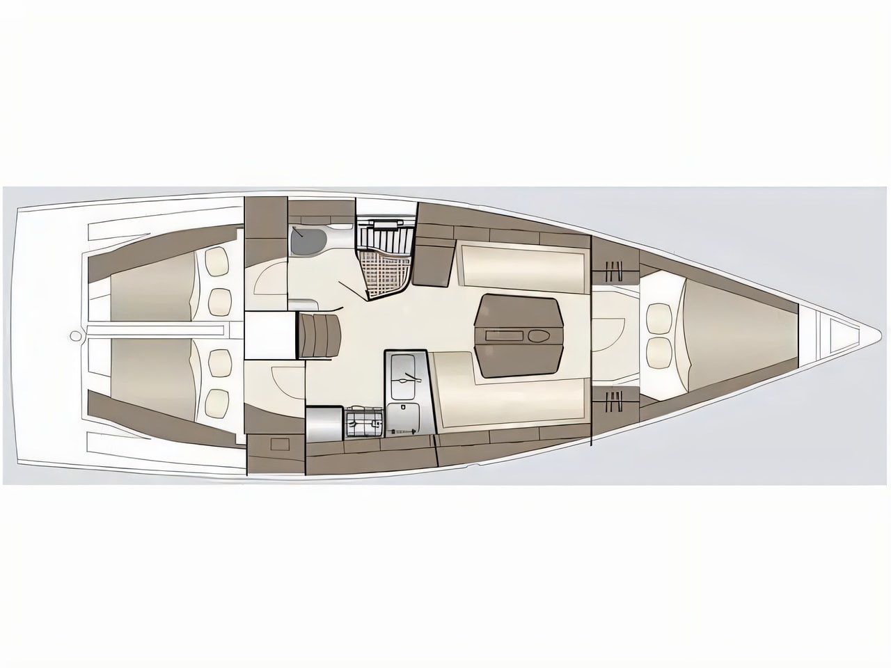 Interior of Dehler 38 sail boat with 3 cabins Croatia yacht charter