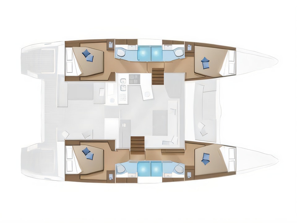 Lagoon 450F yacht layout 6 cabins Croatia charter