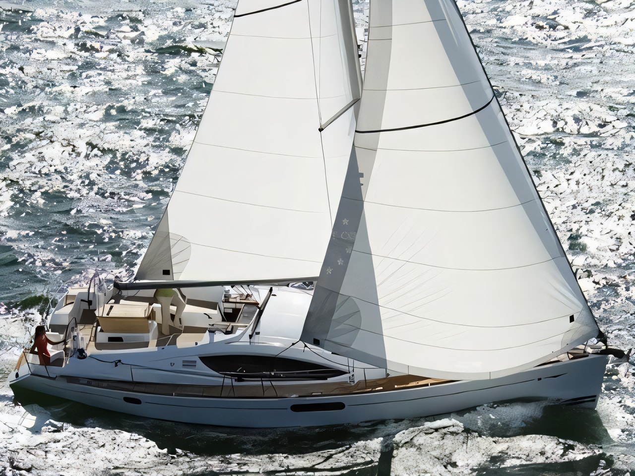Exterior overview of Sun Odyssey 45DS sail boat for charter from Biograd Kornati in the Zadar sailing area Croatia