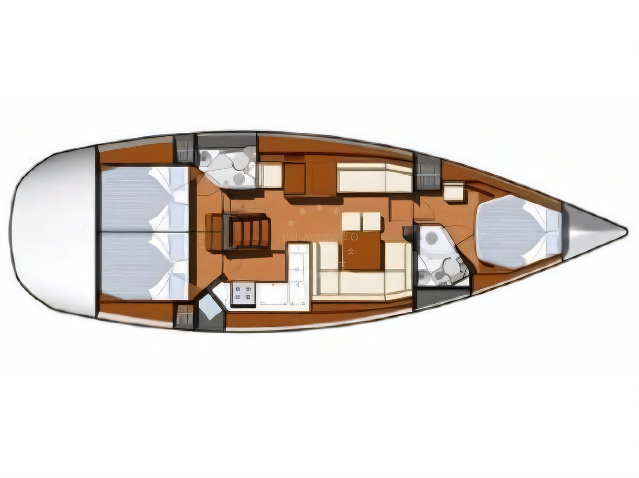 Interior of Sun Odyssey 45DS sail boat with 3 cabins Croatia yacht charter