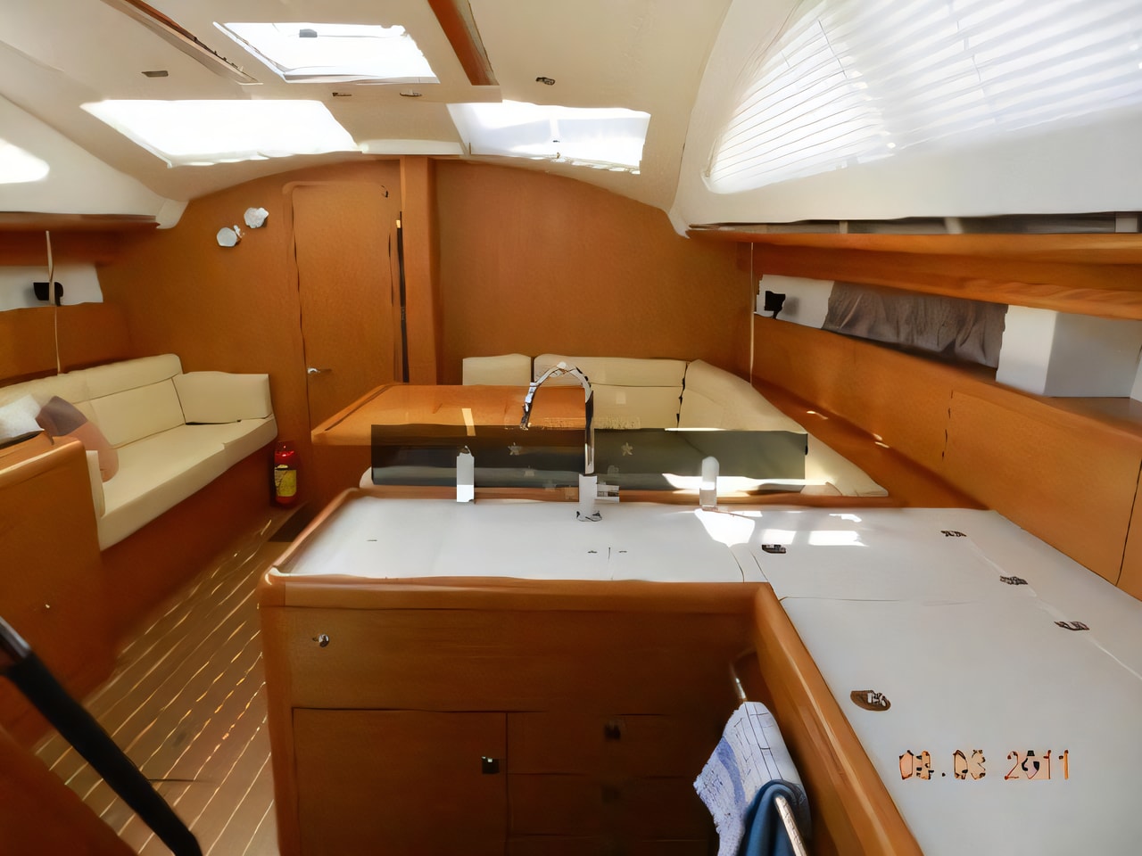 Layout of Sun Odyssey 45DS sail boat with 3 cabins Croatia yacht charter