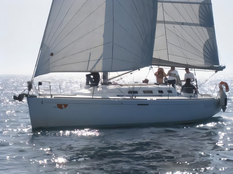 Exterior overview of First 40.7 sail boat for charter from Biograd Kornati in the Zadar sailing area Croatia