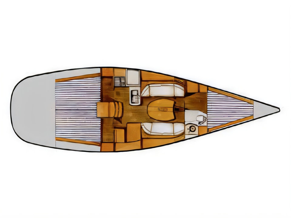 Layout of First 40.7 sail boat with 3 cabins Croatia yacht charter