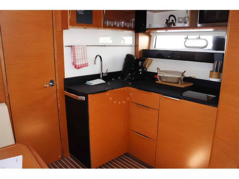 Interior of Bavaria 400 Coupe motor boat with 2 cabins Croatia yacht charter
